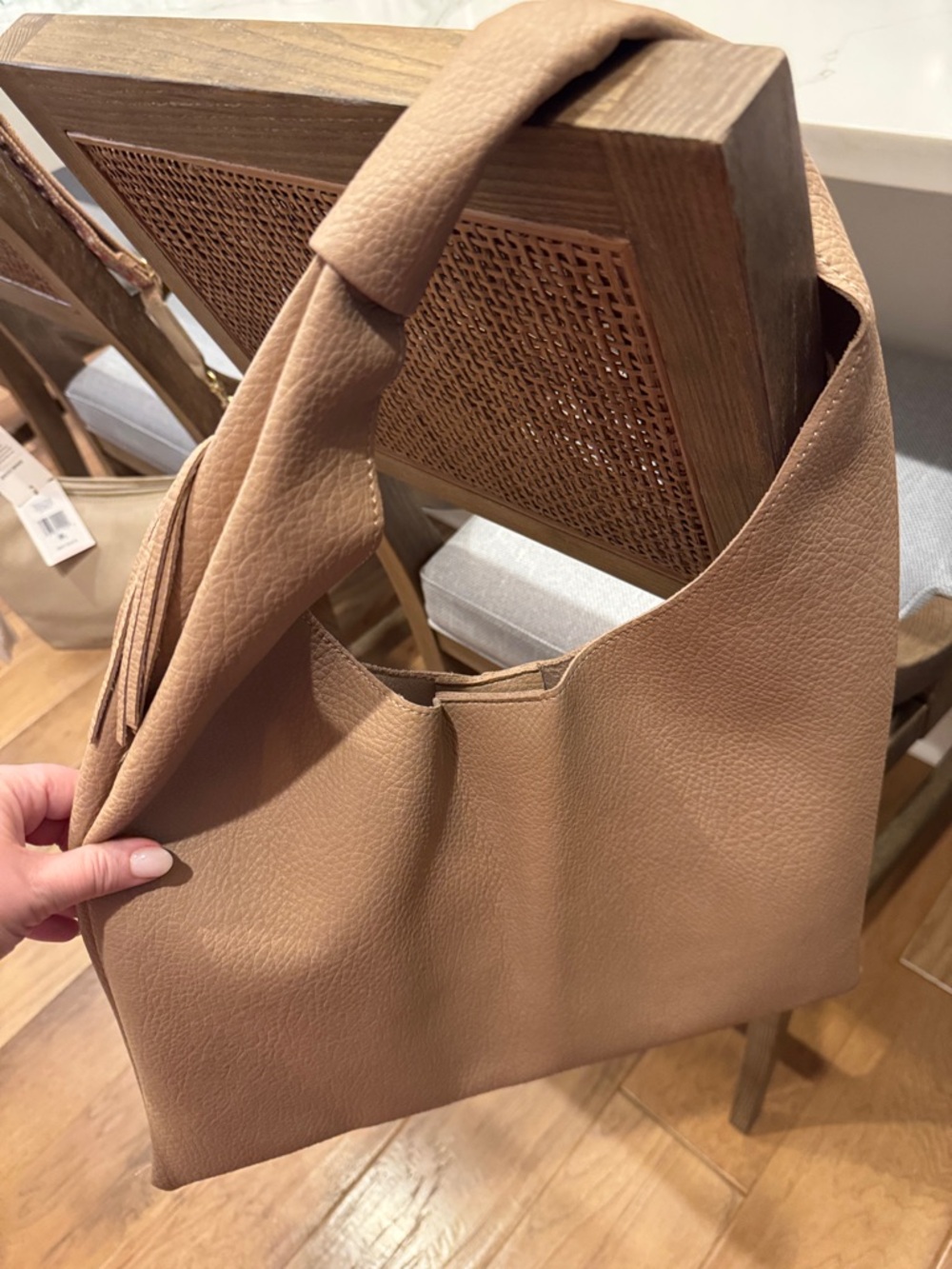 NWOT Fringed Shoulder Hobo Bag in Tan - Picture 2 of 5